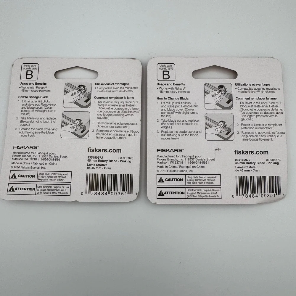 Fiskars Rotary Blades Silver 45mm Pinking Style B 2 Pack 93518097J